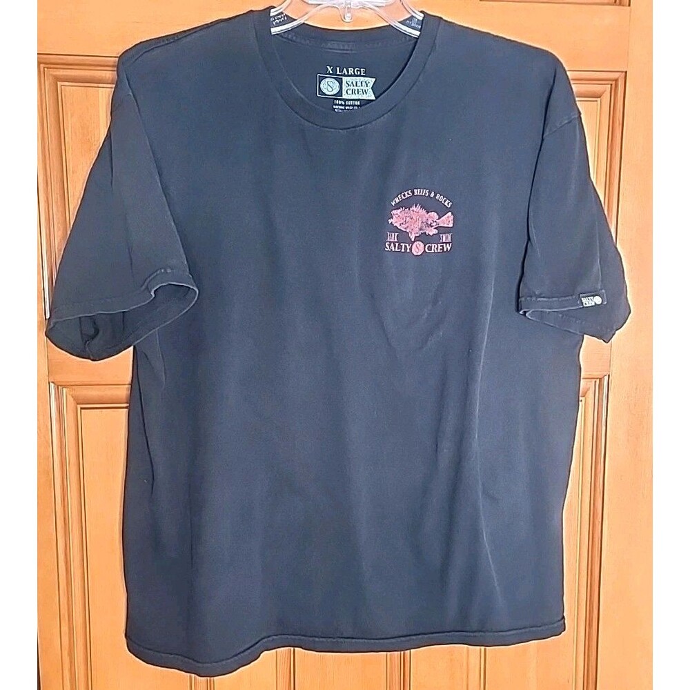 Salty Crew Black Wrecks Reef And Rocks T-Shirt w/ Logo Graphic Men's Size XL